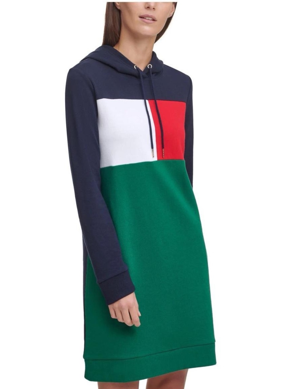 Tommy Hilfiger Colorblock Hoodie Sweatshirt Dress Medium Retro Streetwear 90s